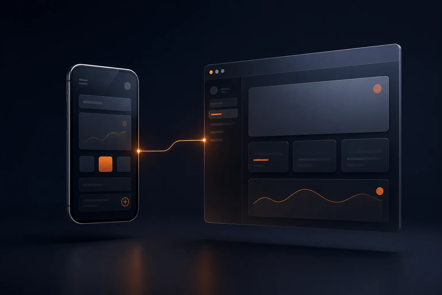 Connected mobile and web application interfaces
